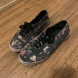 Floral print vans slip ons